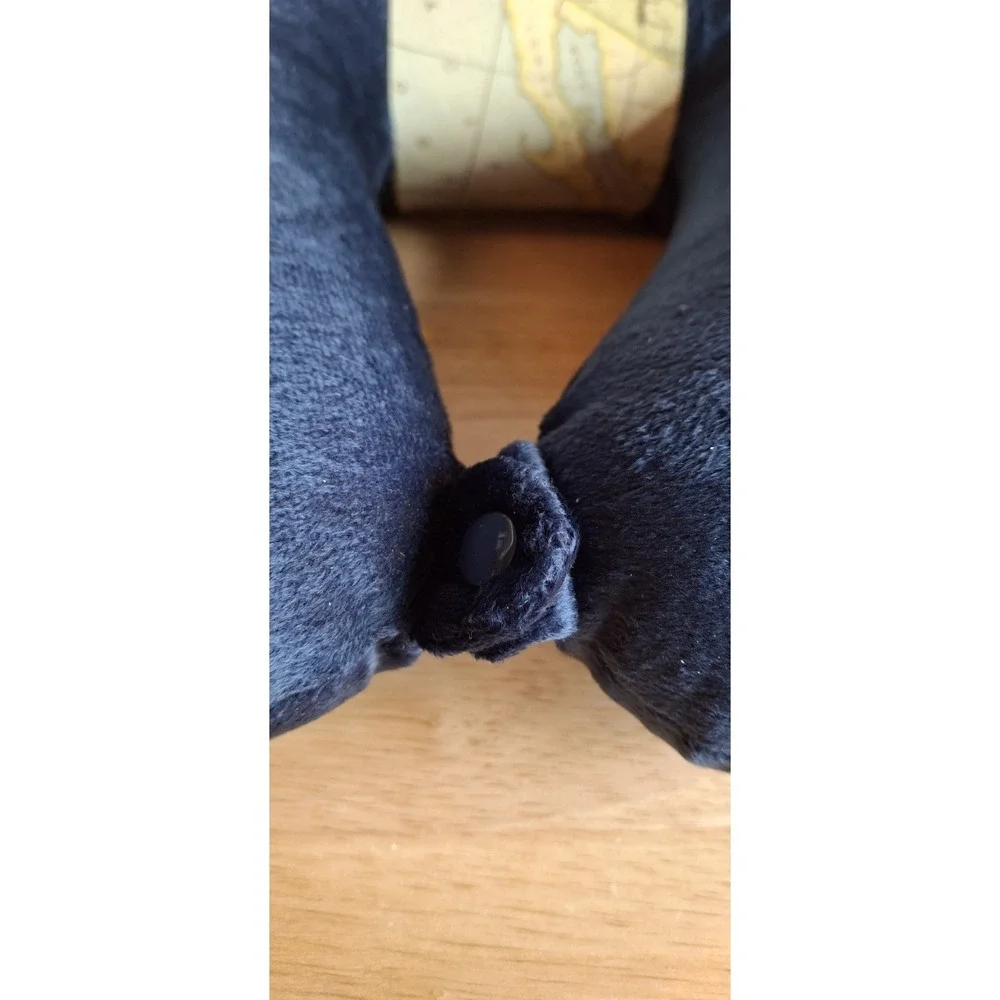 Navy Blue U Shaped Travel Pillow Neck Support Head Rest Airplane Sleep Cushion